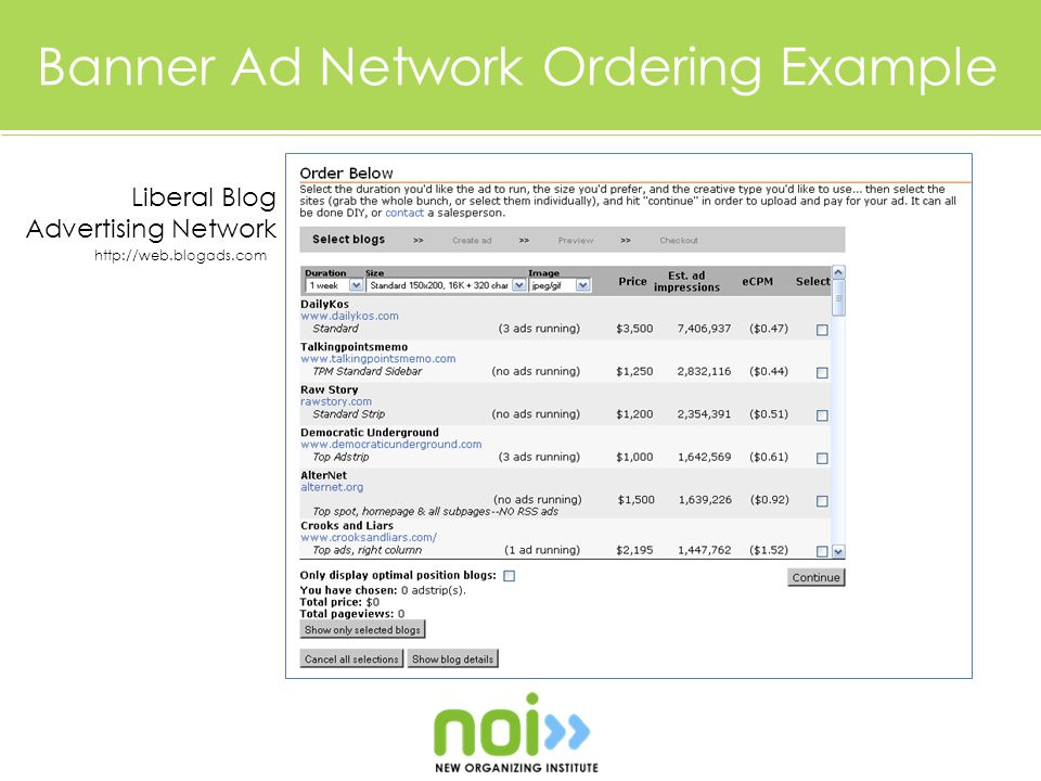 Banner Ad Network Ordering Example Liberal Blog Advertising Network