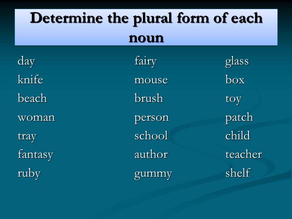 Dish plural. Plural forms of Nouns. Make plural form. Type the plural form of the Nouns. In the plural form.