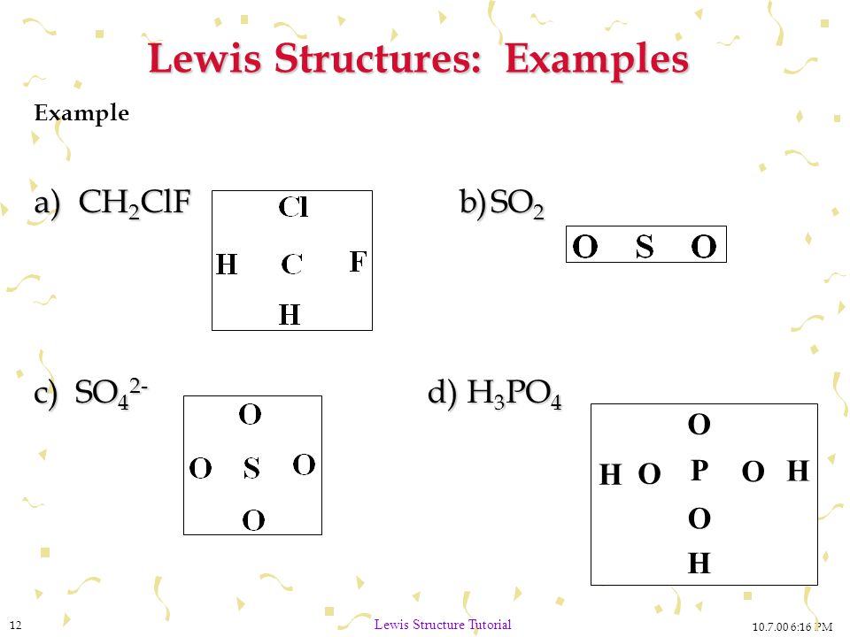 :16 PM 12 Lewis Structure Tutorial Lewis Structures: Examples Example a) CH...