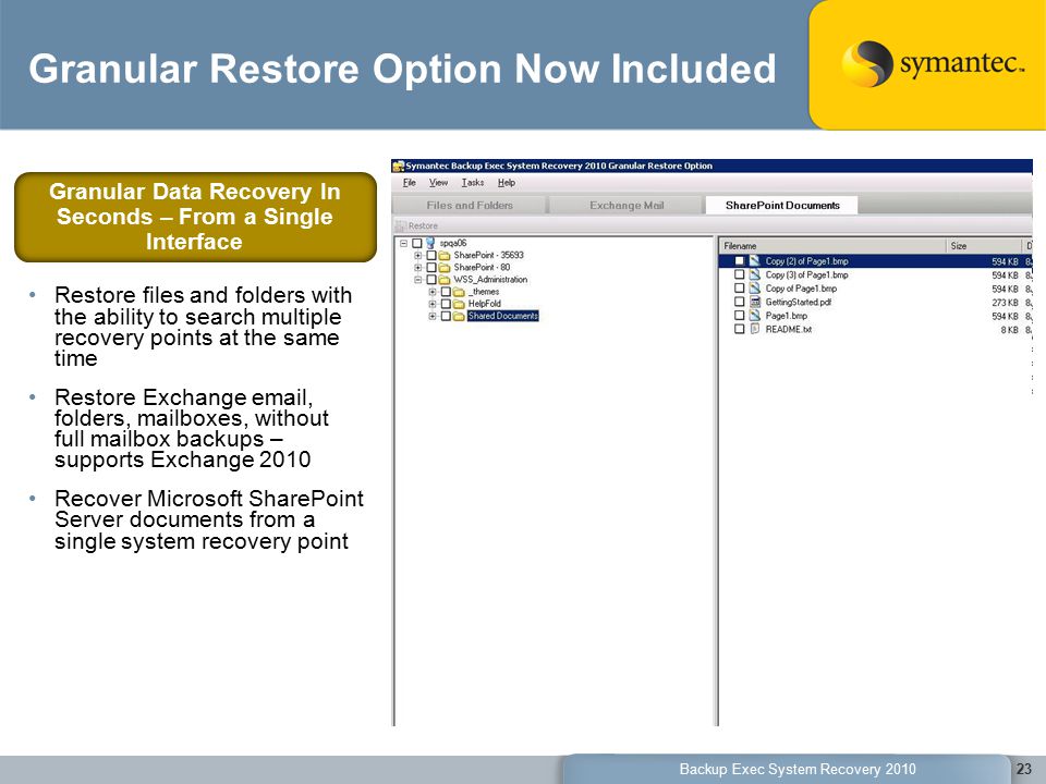 restore email backup exec 2010