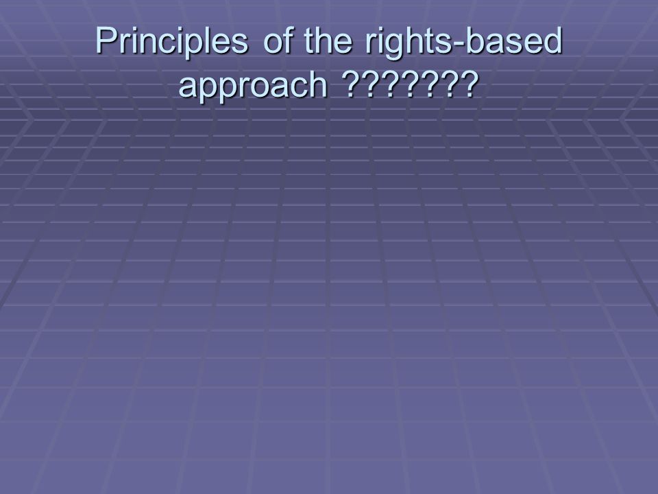 Principles of the rights-based approach