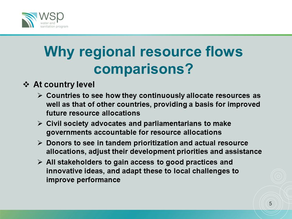 5 Why regional resource flows comparisons.