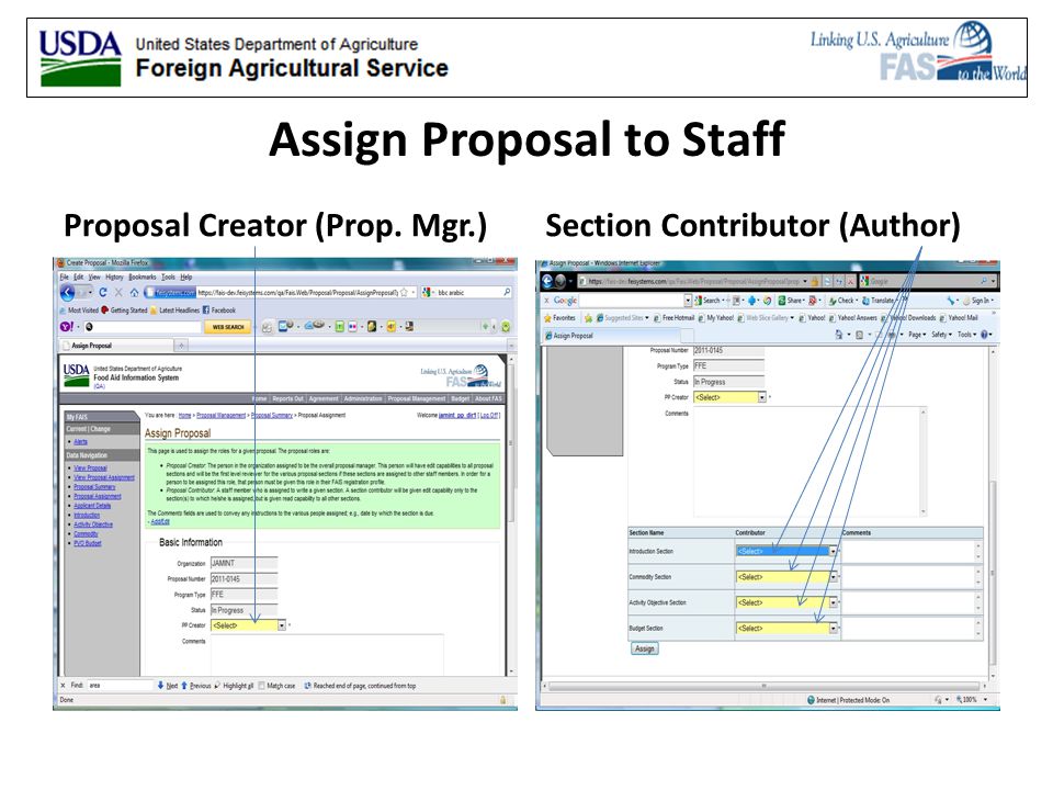proposal creation business process food aid information system fais