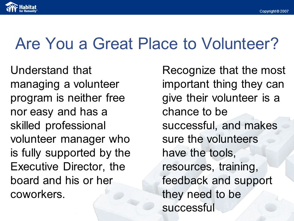 Are You a Great Place to Volunteer.
