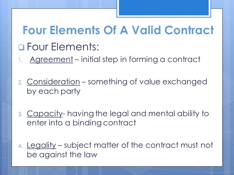 Four elements of a contract