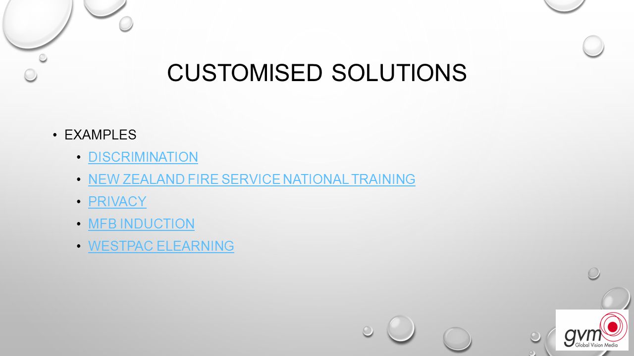 CUSTOMISED SOLUTIONS EXAMPLES DISCRIMINATION NEW ZEALAND FIRE SERVICE NATIONAL TRAINING PRIVACY MFB INDUCTION WESTPAC ELEARNING