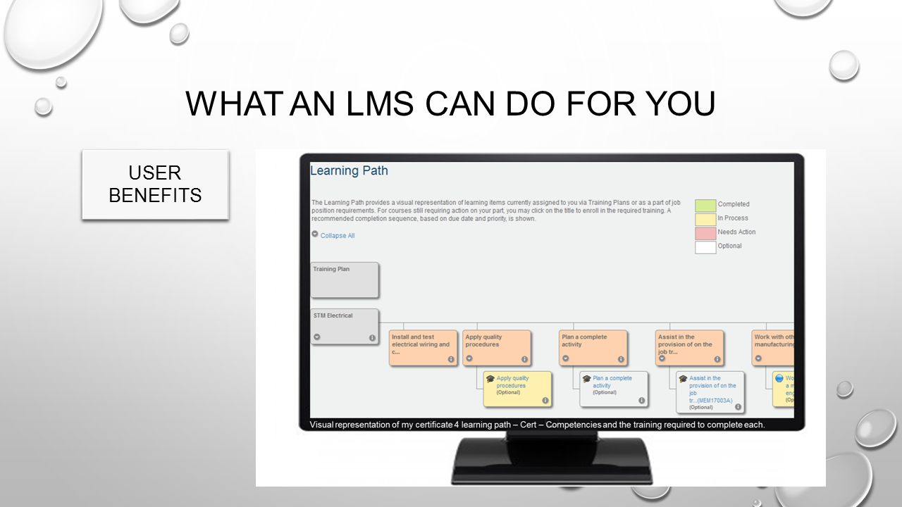 WHAT AN LMS CAN DO FOR YOU USER BENEFITS USER BENEFITS