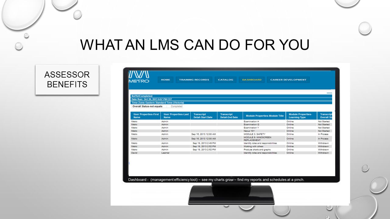 WHAT AN LMS CAN DO FOR YOU ASSESSOR BENEFITS ASSESSOR BENEFITS MOBILE ASSESSMENT POSSIBLE