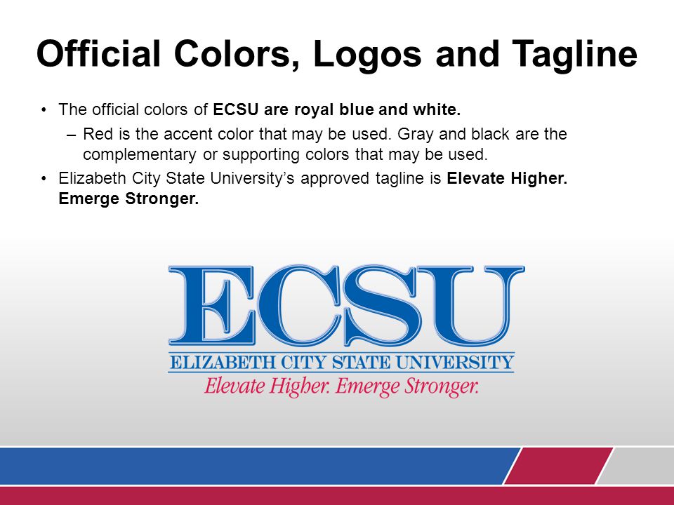 University Name Use of Name First Usage: Elizabeth City State University Second Usage or abbreviation: ECSU the university (note that the u is lower case) Do not use: Elizabeth City University EC State University ECS University EC University E City State University