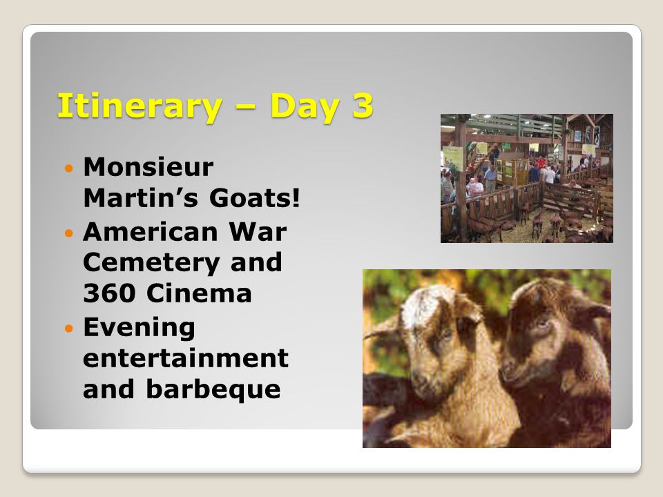 Itinerary – Day 3 Monsieur Martin’s Goats.