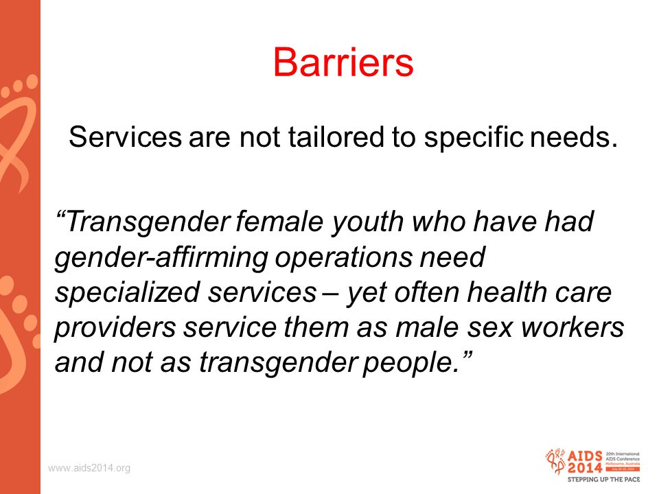 Barriers Services are not tailored to specific needs.