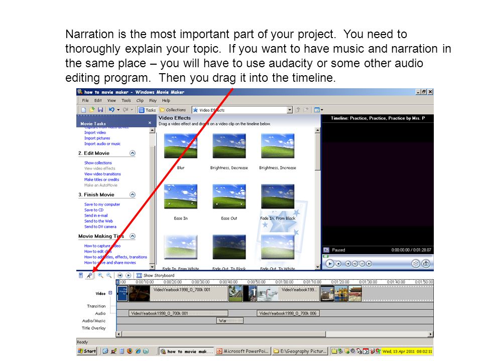Narration is the most important part of your project.