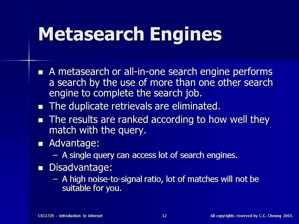 Meta search engines