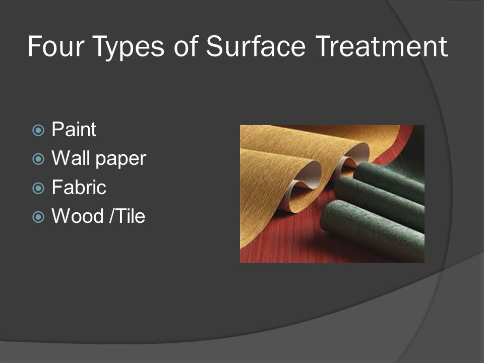 Four Types of Surface Treatment  Paint  Wall paper  Fabric  Wood /Tile