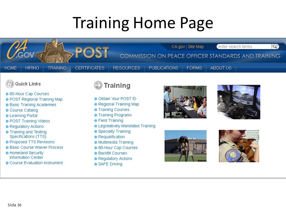 Training Home Page Slide 36