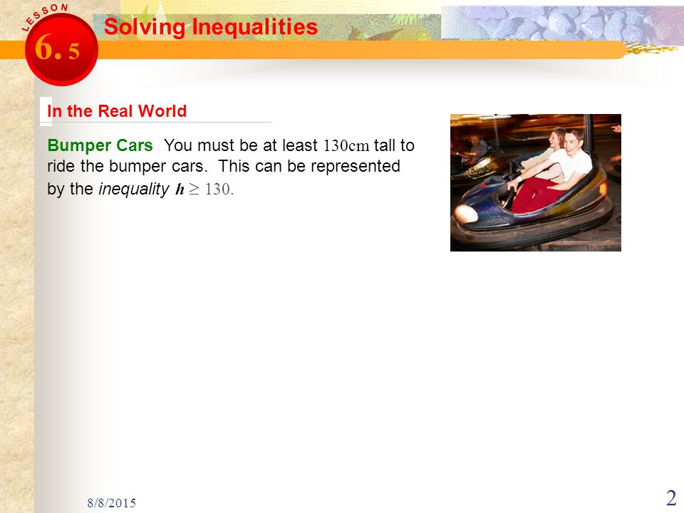 8/8/ Bumper Cars You must be at least 130cm tall to ride the bumper cars.