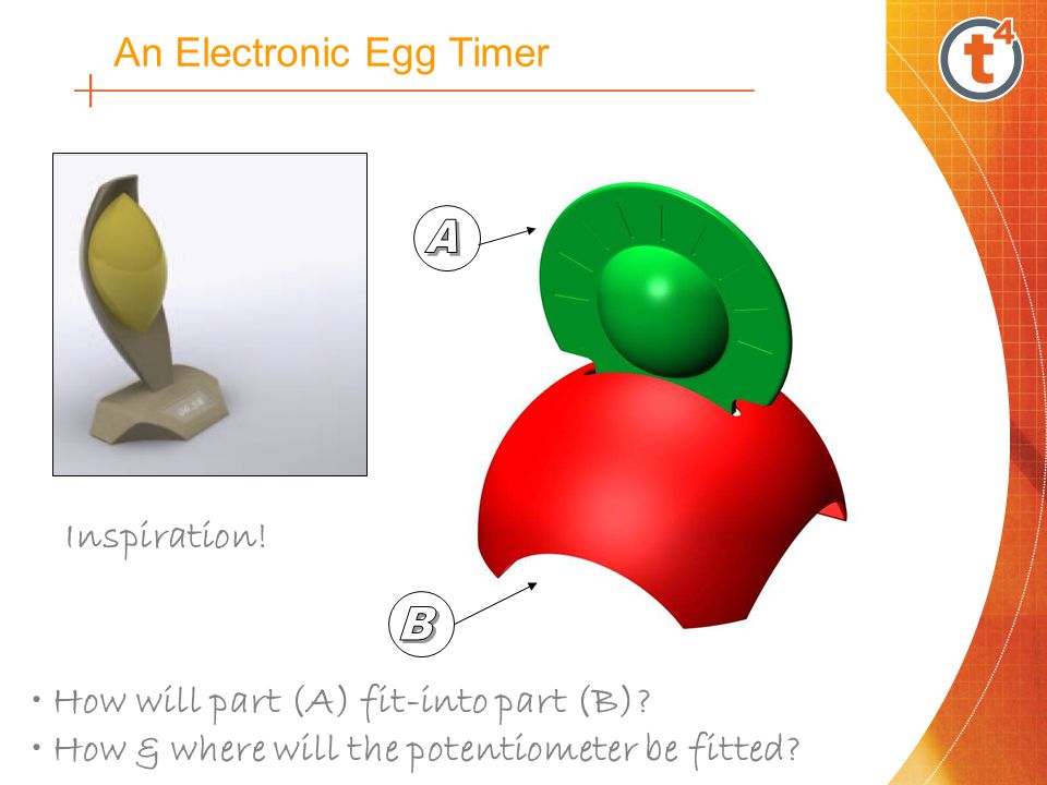 An Electronic Egg Timer Inspiration. How will part (A) fit-into part (B).