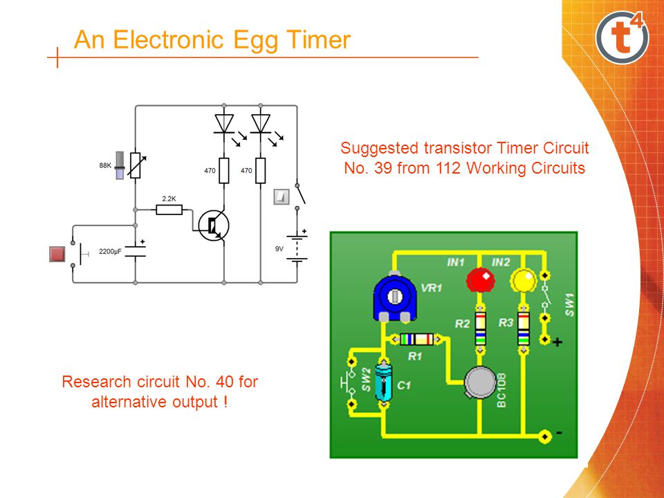 An Electronic Egg Timer Suggested transistor Timer Circuit No.