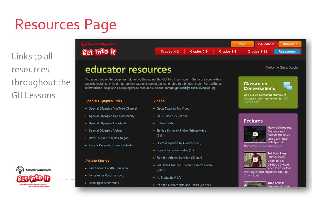 17 Resources Page Links to all resources throughout the GII Lessons