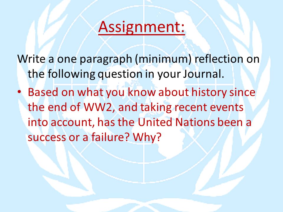 Assignment: Write a one paragraph (minimum) reflection on the following question in your Journal.