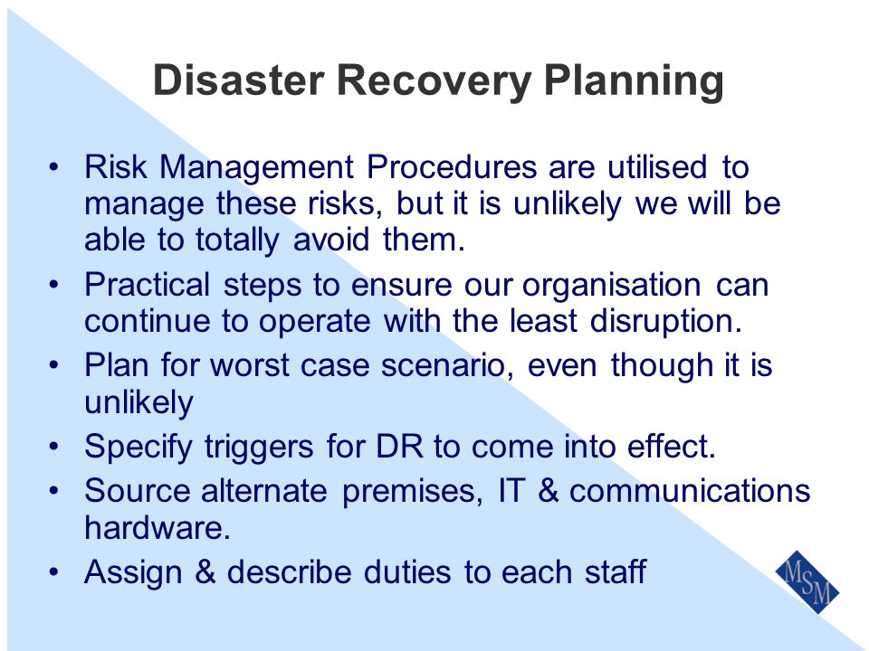 Who Is The Disaster Recovery Co-ordinator.