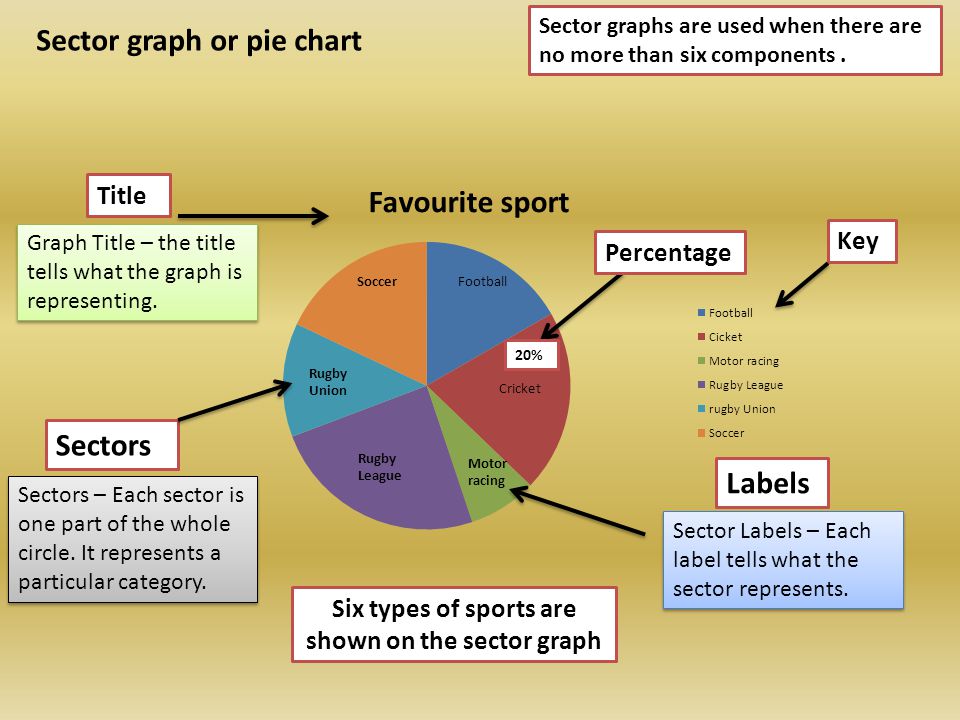 Title Sectors Six types of sports are shown on the sector graph Key Graph Title – the title tells what the graph is representing.