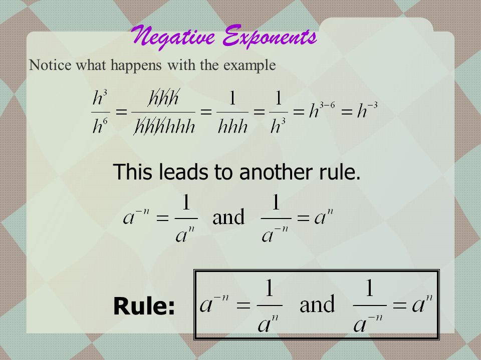 Dividing with Exponents Rule: When dividing like bases, subtract the exponents.