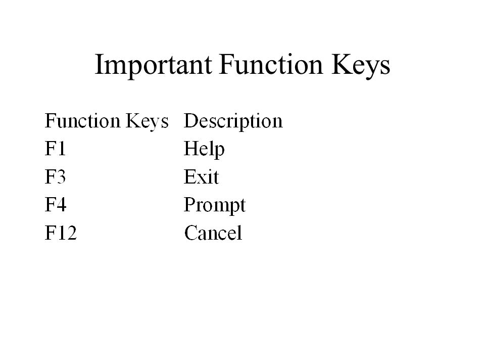 Important Function Keys