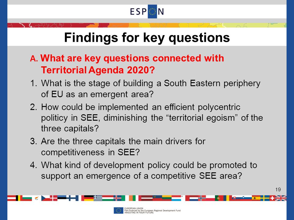 A. What are key questions connected with Territorial Agenda