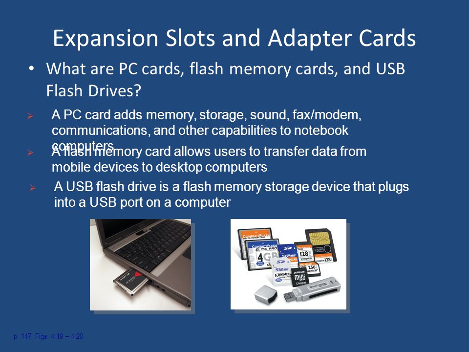 Expansion Slots and Adapter Cards What are PC cards, flash memory cards, and USB Flash Drives.