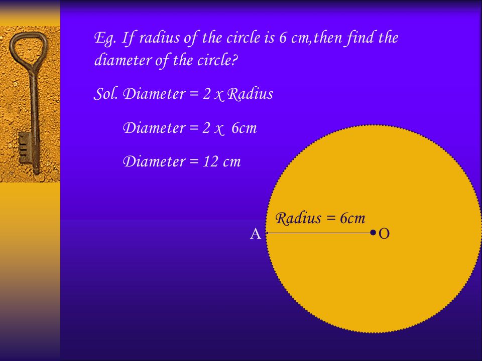 Eg. If diameter of the circle is 10 cm then find its radius .