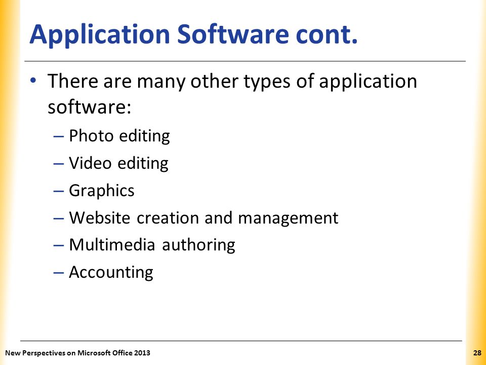 XP Application Software cont.