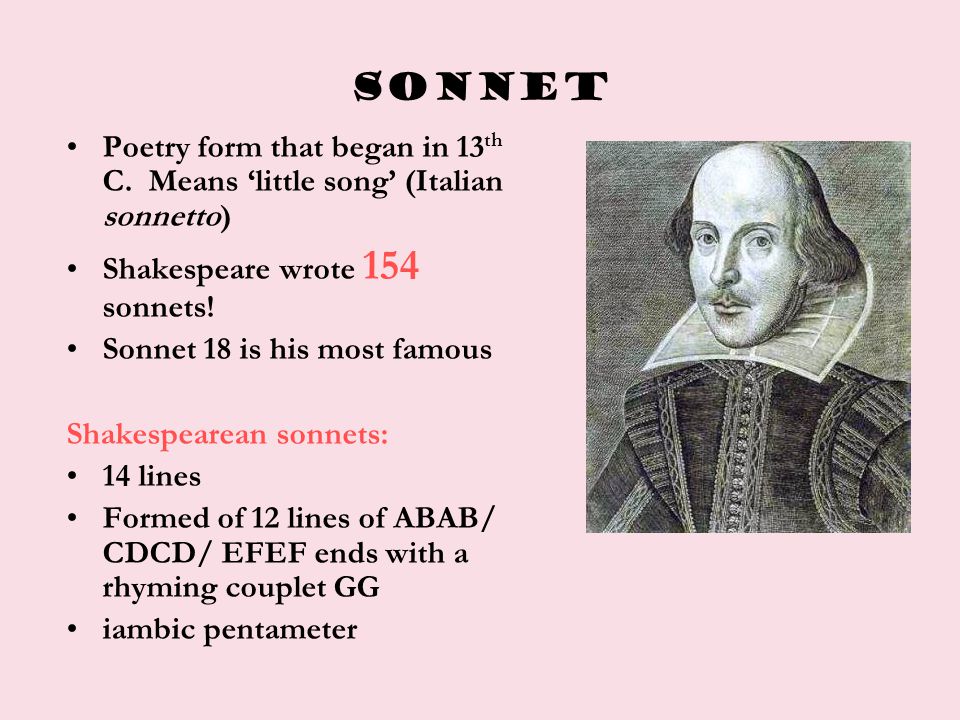 SONNET Poetry form that began in 13 th C.