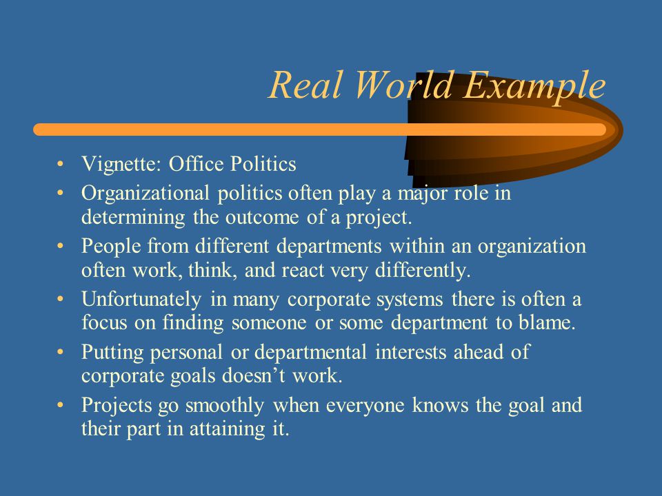organizational politics example
