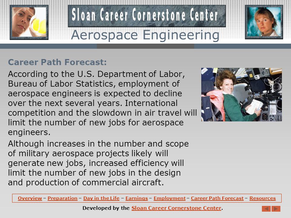 Aerospace Engineering Employment (continued): Government agencies, provide 10% of jobs.