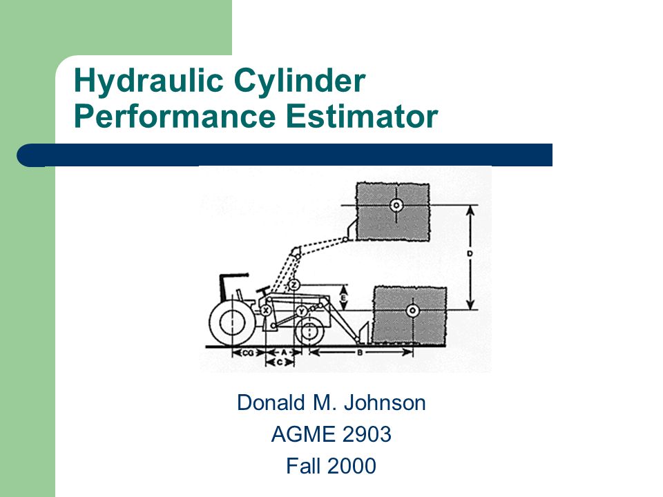 Hydraulic Cylinder Performance Estimator Donald M. Johnson AGME 2903 Fall 2000
