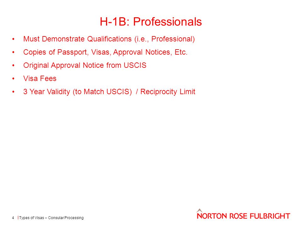 H-1B: Professionals Must Demonstrate Qualifications (i.e., Professional) Copies of Passport, Visas, Approval Notices, Etc.