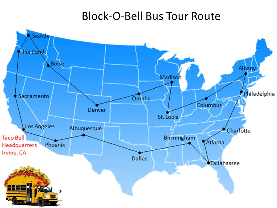 Block-O-Bell Bus Tour Route