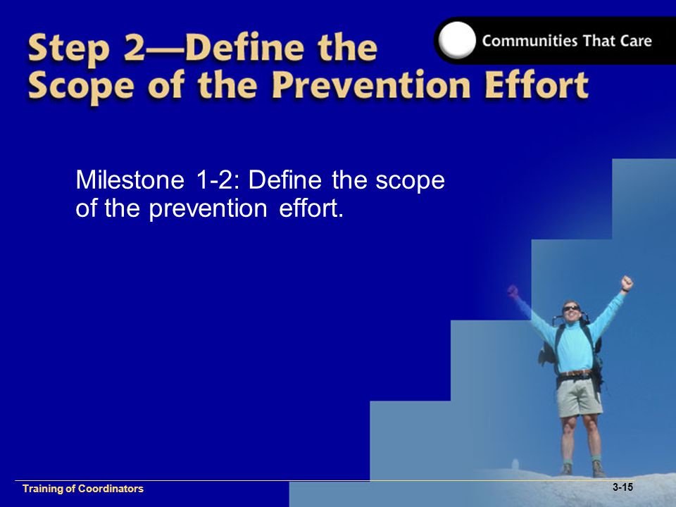 1-2 Training of Process Facilitators Milestone 1-2: Define the scope of the prevention effort.