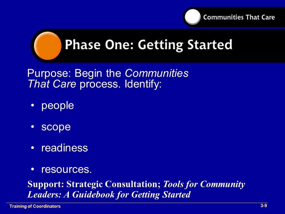1-2 Training of Process Facilitators Purpose: Begin the Communities That Care process.