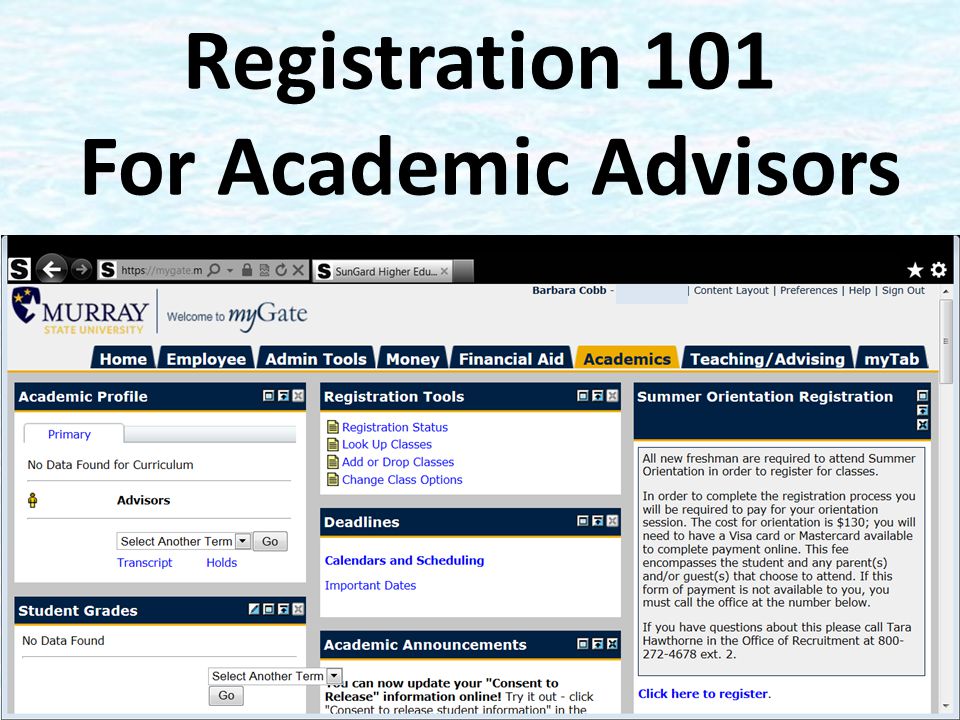 Registration 101 For Academic Advisors