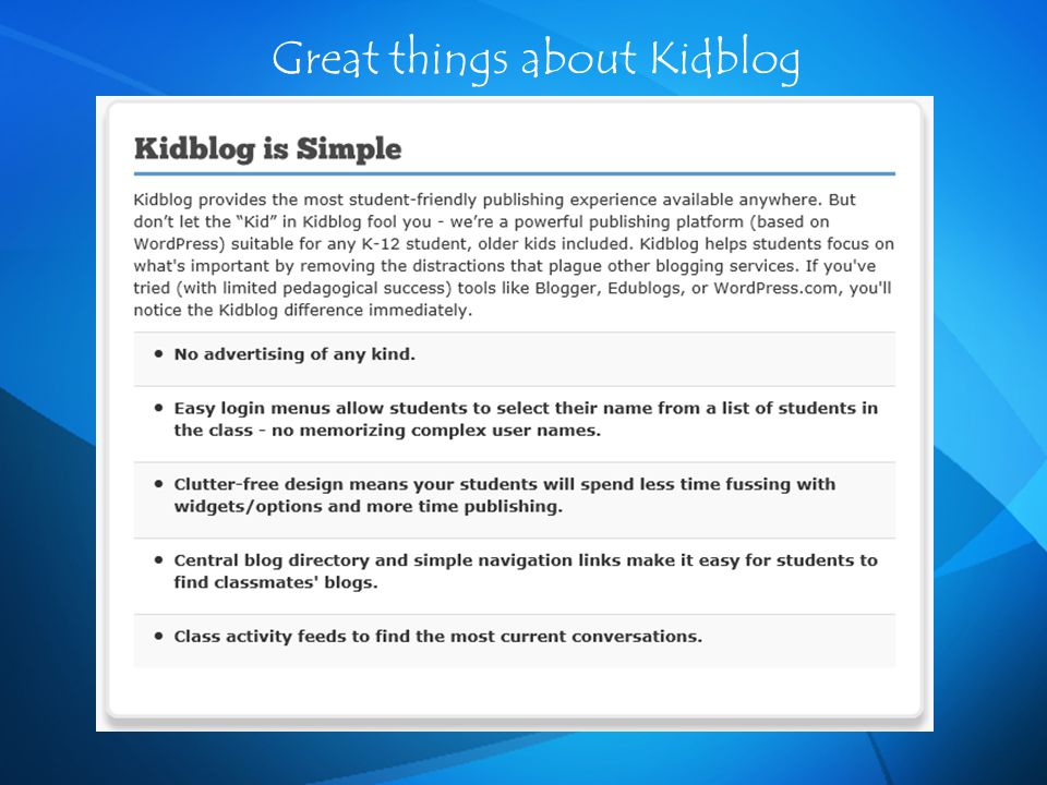 Great things about Kidblog