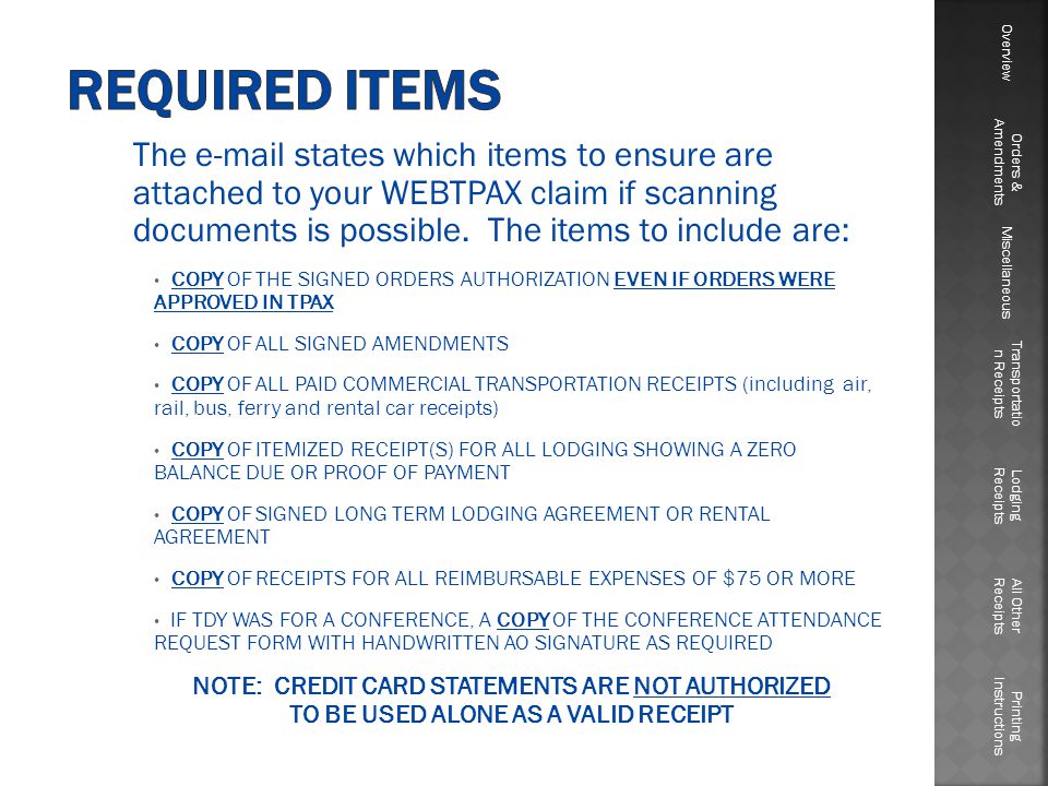 The  states which items to ensure are attached to your WEBTPAX claim if scanning documents is possible.