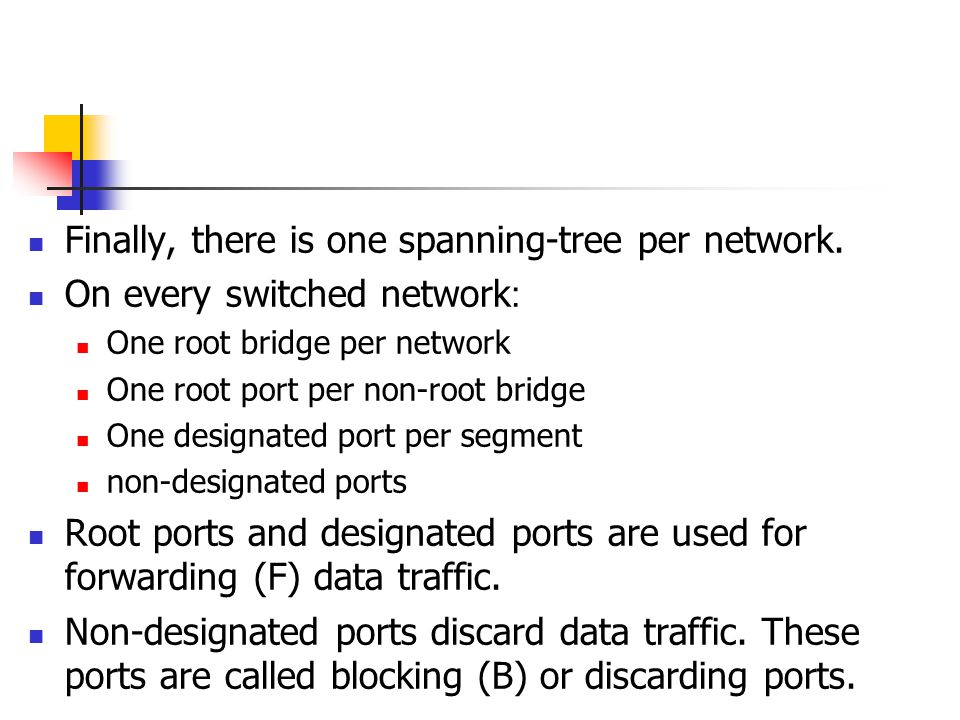 Finally, there is one spanning-tree per network.