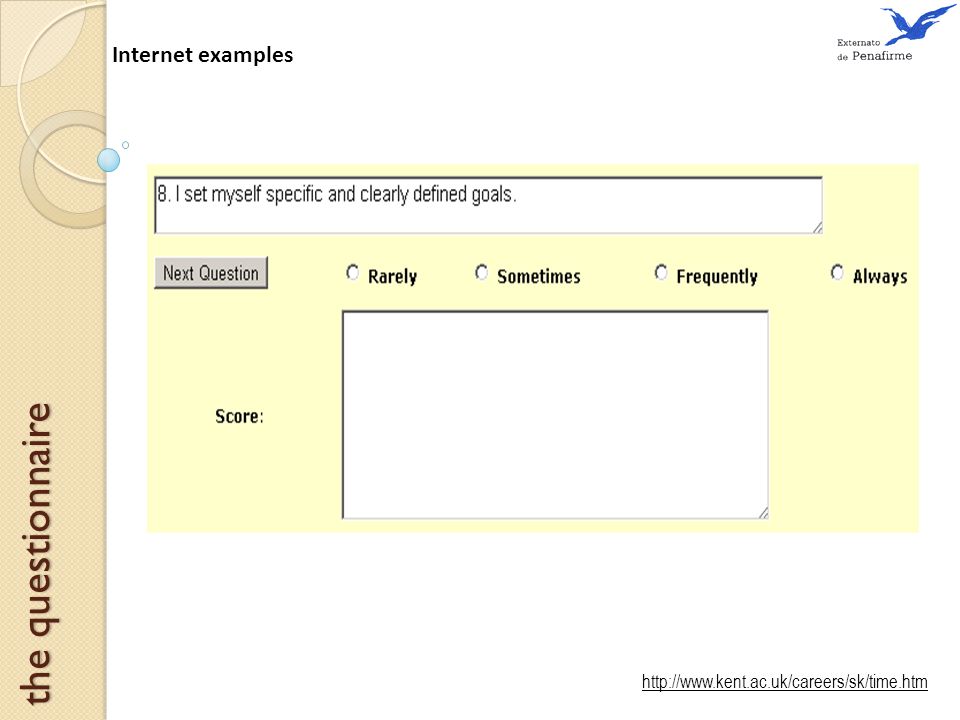 Internet examples the questionnaire