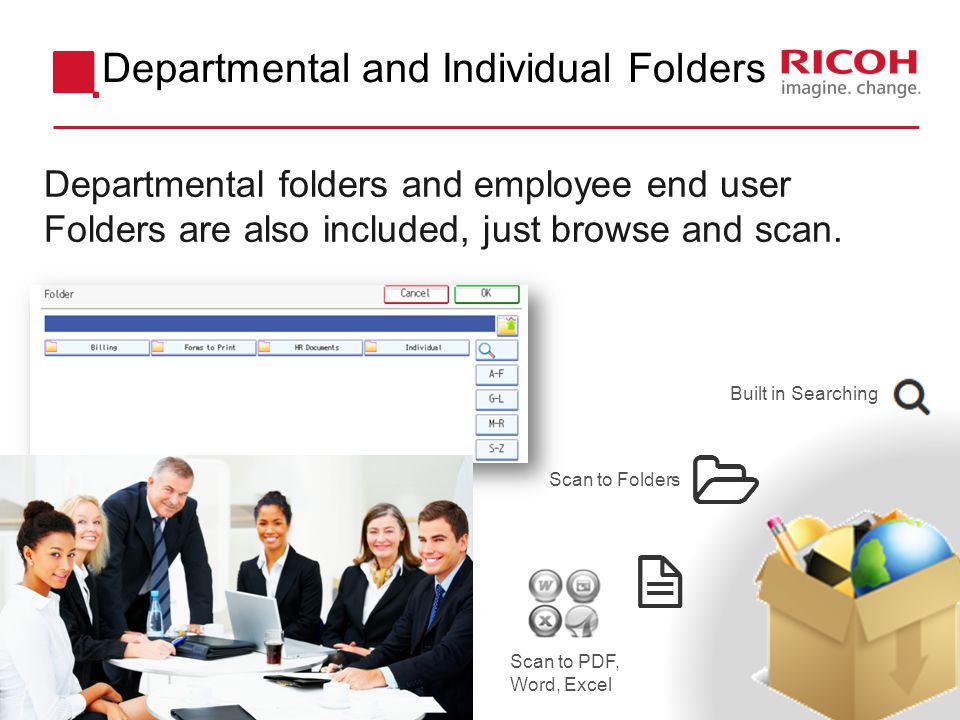 Departmental folders and employee end user Folders are also included, just browse and scan.