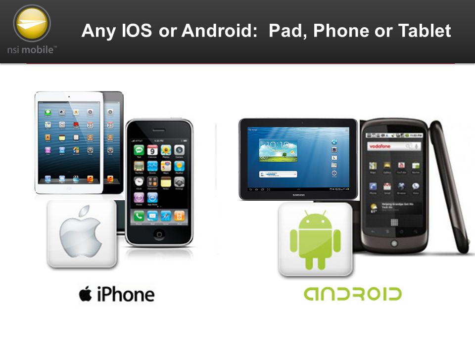 Any IOS or Android: Pad, Phone or Tablet