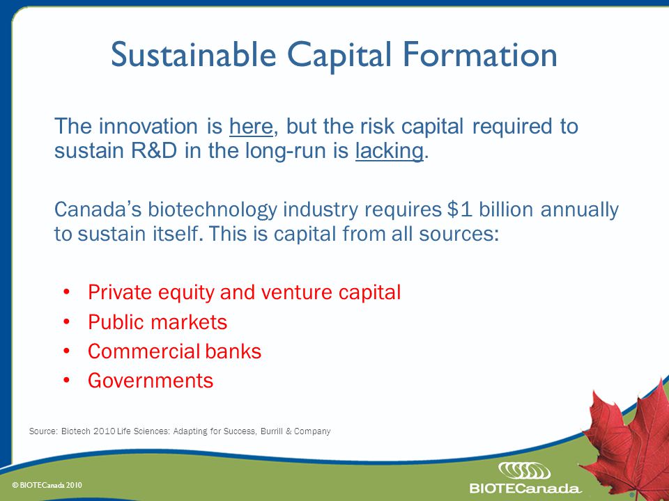 Sustainable Capital Formation The innovation is here, but the risk capital required to sustain R&D in the long-run is lacking.