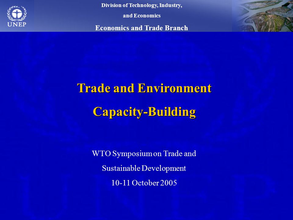 Trade and Environment Capacity-Building WTO Symposium on Trade and Sustainable Development October 2005 Division of Technology, Industry, and Economics Economics and Trade Branch