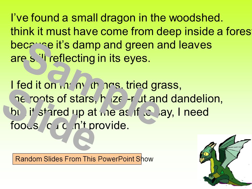 I’ve found a small dragon in the woodshed.